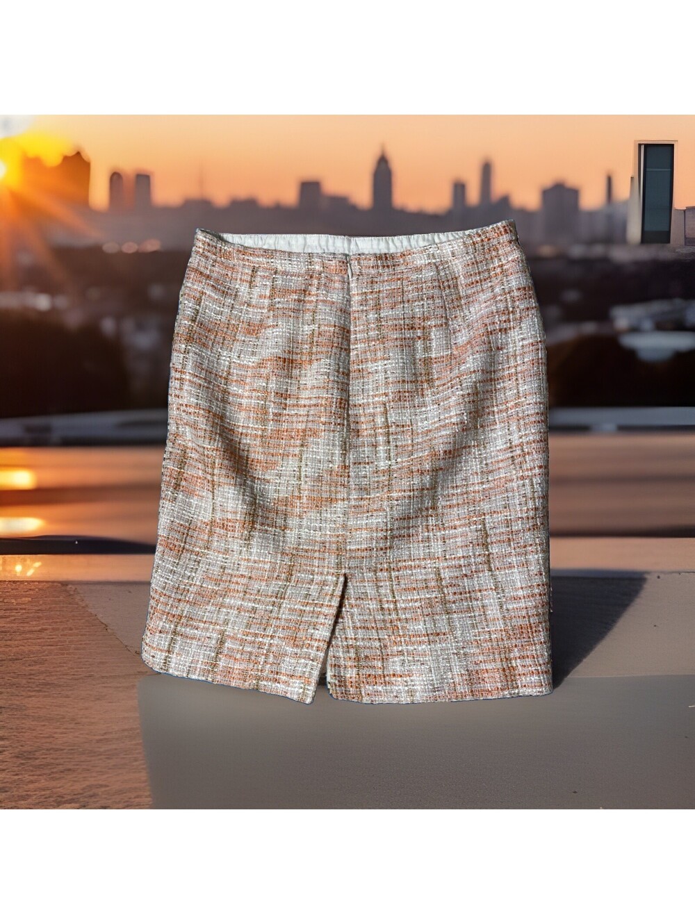 Cynthia Rowley Peach/white High Waist Tweed Skirt Size 6